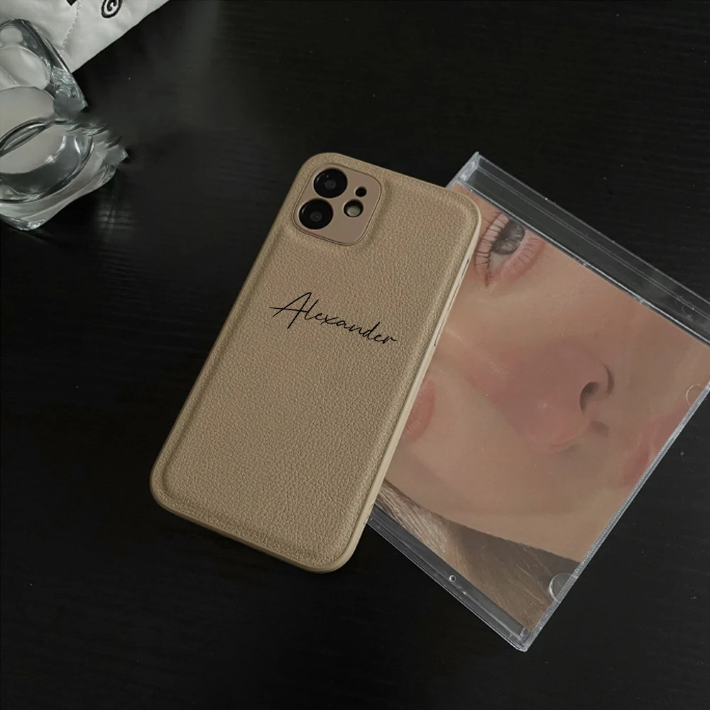 Индивидуальный чехол из искусственной кожи с именем под заказ для iPhone 15 14 13 12 11 Pro Max X XS 7 8 Plus, Роскошный чехол для iPhone 15 Pro Max