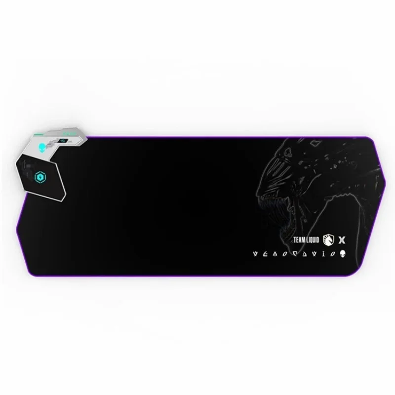 لوحة ماوس Alienware مع ضوء Rgb للشحن اللاسلكي مع حصيرة طاولة شاشة LED 45 وات شحن سريع لوحة ماوس ألعاب كبيرة الحجم