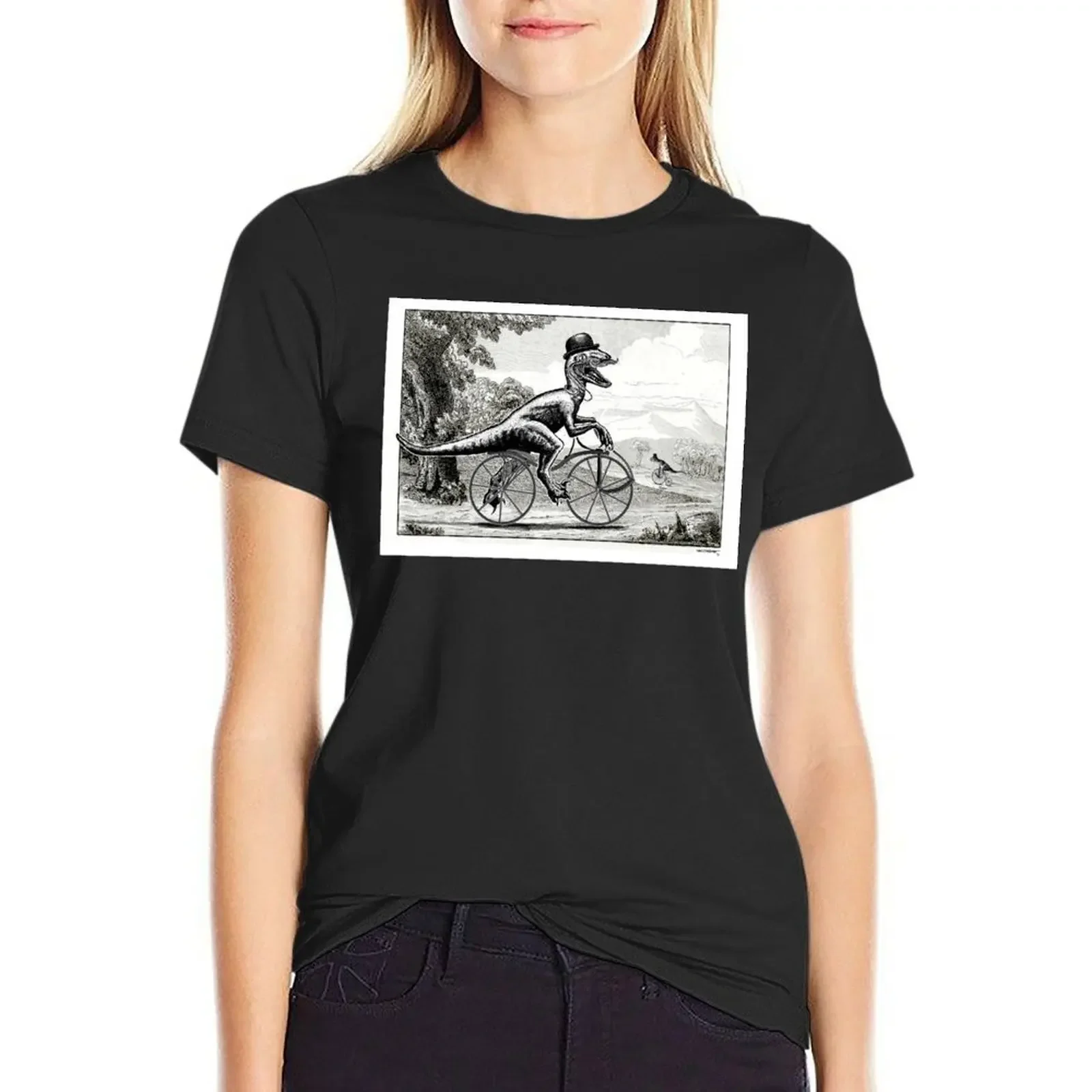 

Velociraptor on a Velocipede T-Shirt tees vintage clothes hippie clothes cute clothes new edition t shirts for Women