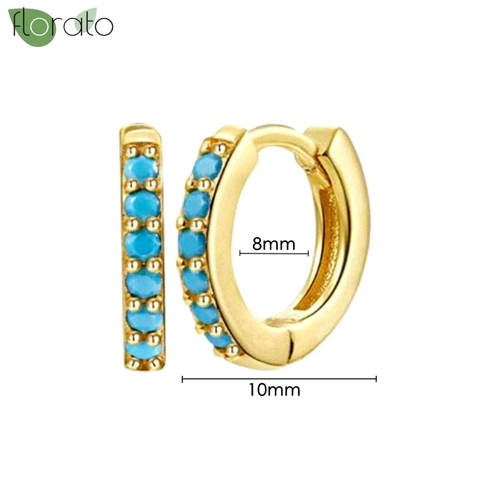 925 Sterling Silver Small Hoop Earrings, Blue Pendant