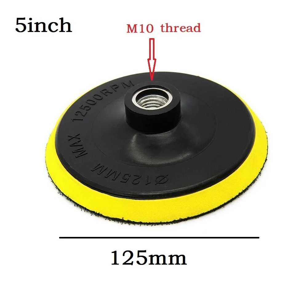 Imagem -05 - Gancho e Loop Buffing Pad Rotary Backing Pad M10 M14 Adaptador de Broca Disco de Lixamento para Moedor Polimento Elétrico 125 mm