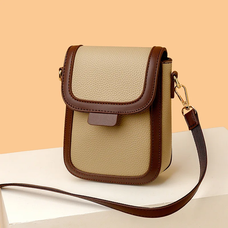 

New Fashion Versatile Vertical Small Bag Korean Edition Texture Commuting Contrast Color Crossbody Bag Phone Bag