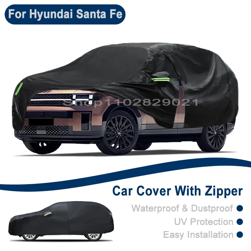 

Outdoor Full Vehicle Cover For Hyundai Santa Fe - Side Zipper Design, Waterproof Dustproof Sun Protection Car Cover