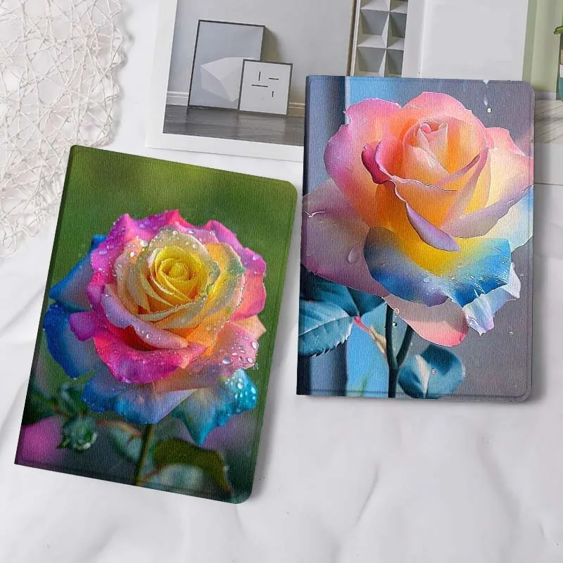 

Rainbow Rose with Dew Gift Tablet Case For Samsung Tab Galaxy S6 S11 A A7 A8 A9 A11 10.1 10.4 10.5 Plus Lite