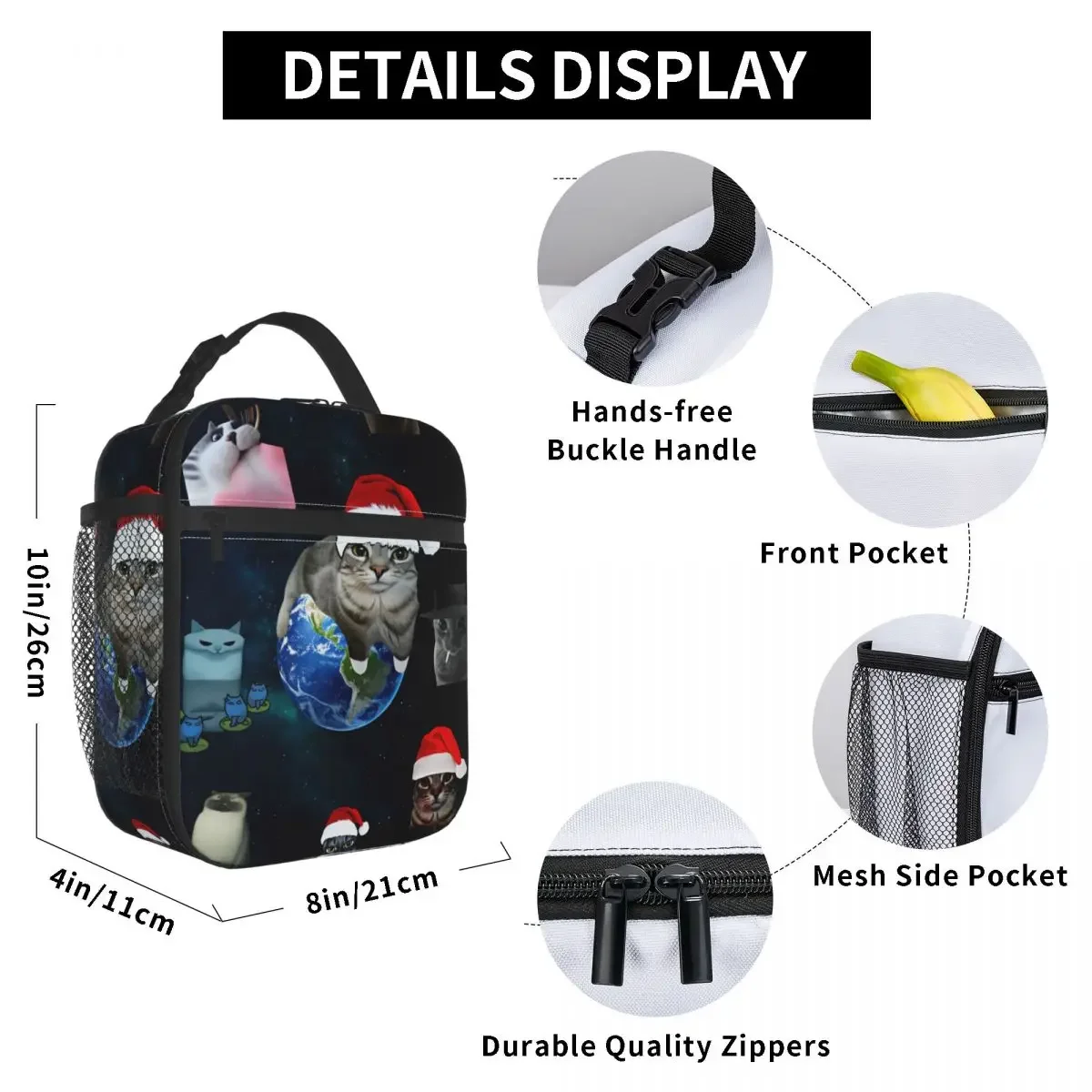 Meowl Cat Lunch Bag Portable Lunch Box Men Office Graphic Cooler Bag Cute Oxford Thermal Lunch Bags