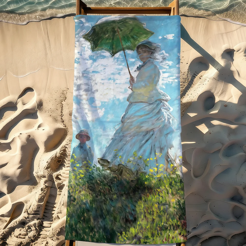 Art Claude M-Monet-S Towel Sports Quick Dry Travel Camping Gear Sandproof Soft Light Large Beach Towel