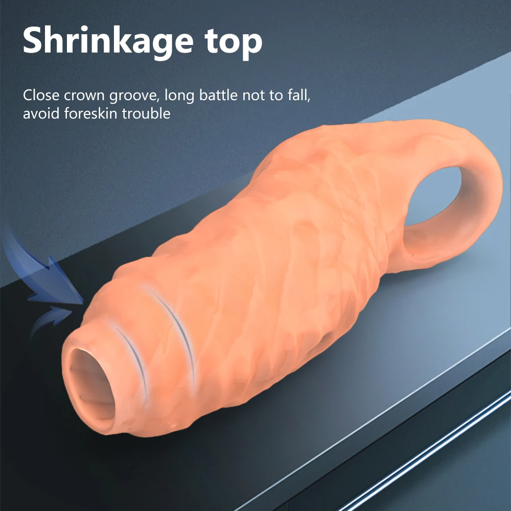 Reusable Penis Sleeve Extender Sex Toys For Adult Men Cock Ring Delay Ejaculation Dick Enlargement For Male Couples Sex Goods