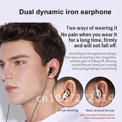 Coil Iron Universal 3.5mm In-Ear Wired Earphone HiFi Stereo Music Earpiece Comfortable To Wear Moving