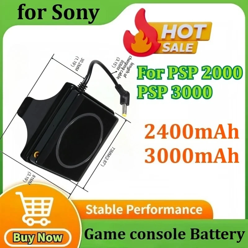 

3.7V 2400mAh 3000mAh for Sony PSP 2000 PSP 3000 Game Console Backup Large Capacity Battery Product Dimensions: 81*73*30.2mm