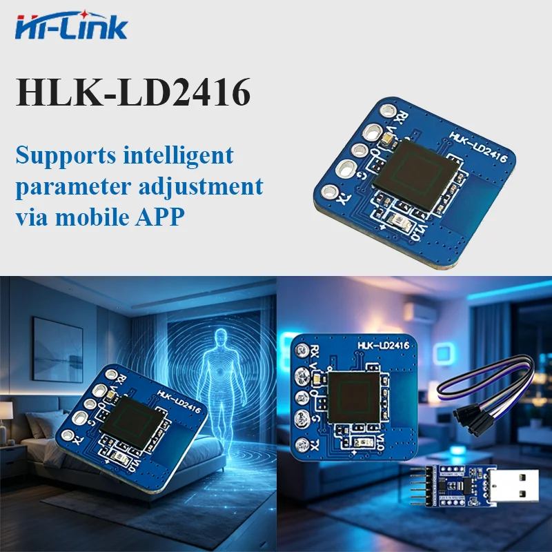 24G Human Presence Sensor Module HLK-LD2416 7.5M Built-in AiP Antenna Smart Home Stationary Detection