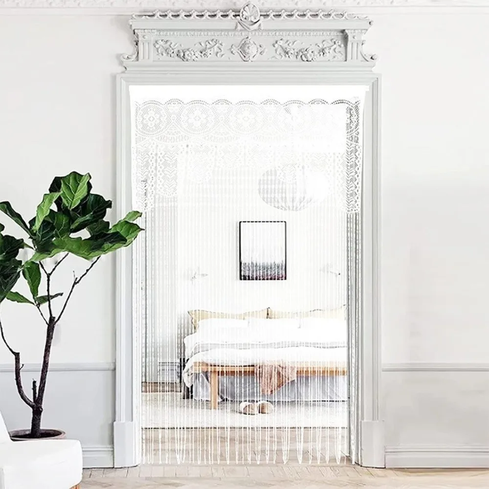 Boho Macrame Lace Door String Curtain String Jacquard Window Panel Room Divider Partition Curtain Curtain Decorations
