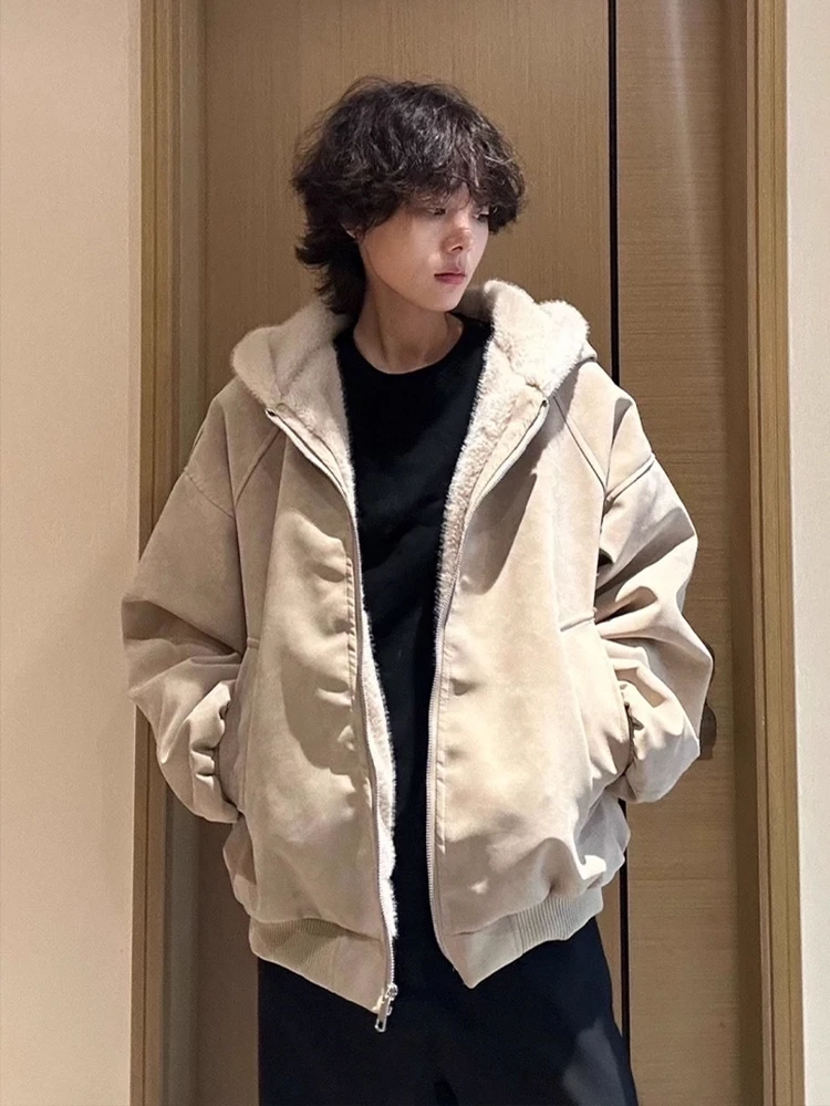 

Мужская зимняя хлопковая куртка в стиле ретро, теплая хлопковая куртка с меховым воротником и капюшоном на подкладке, длина до плеч