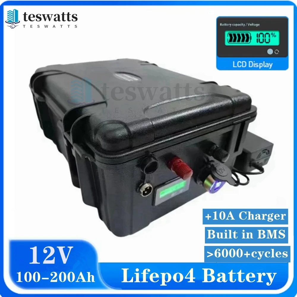 LiFepo4 Battery 12V 100Ah 120Ah 150Ah 180Ah 200Ah  with Bluetooth for Trolling Motor Fishing Inflatable Boat camping EV