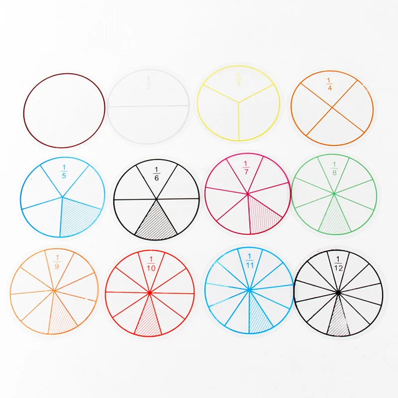 12 Stück Set Mathe Fraktionen Montessori Lernspiel zeug Kinder Unterrichts material Mittelschule Klassen zimmer – Detail 3