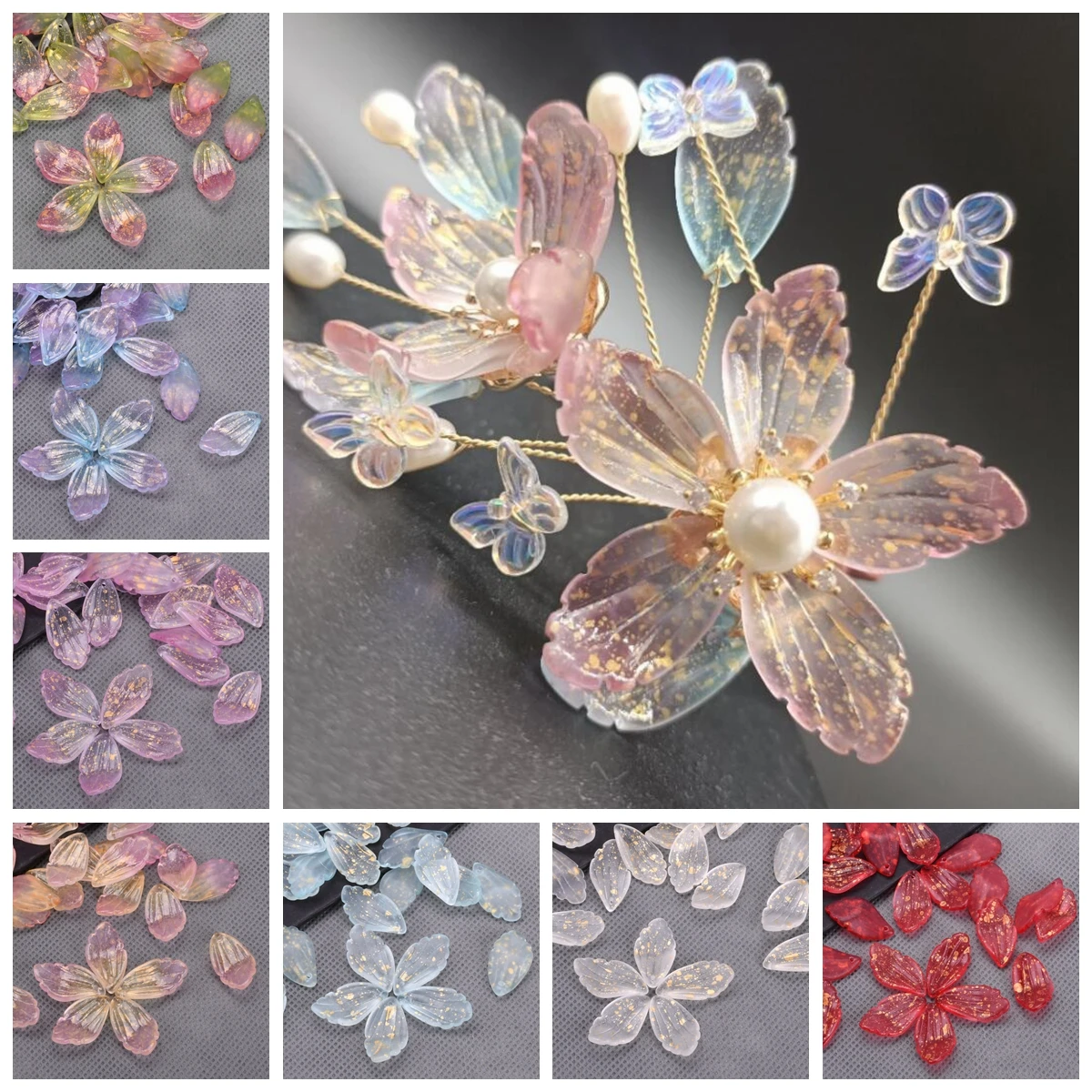 10 sztuk Flora płatek 20mm Lampwork kryształowe szkło luźne wisiorki koraliki do tworzenia biżuterii DIY rzemiosło kwiatowe ustalenia