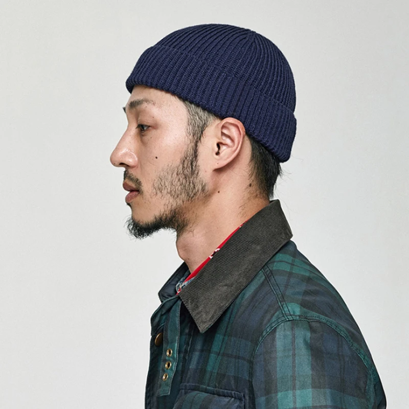 【IIOO】Unisex Men Women Beanie Hat Warm Ribbed Winter Turn Ski Fisherman Docker Hat
