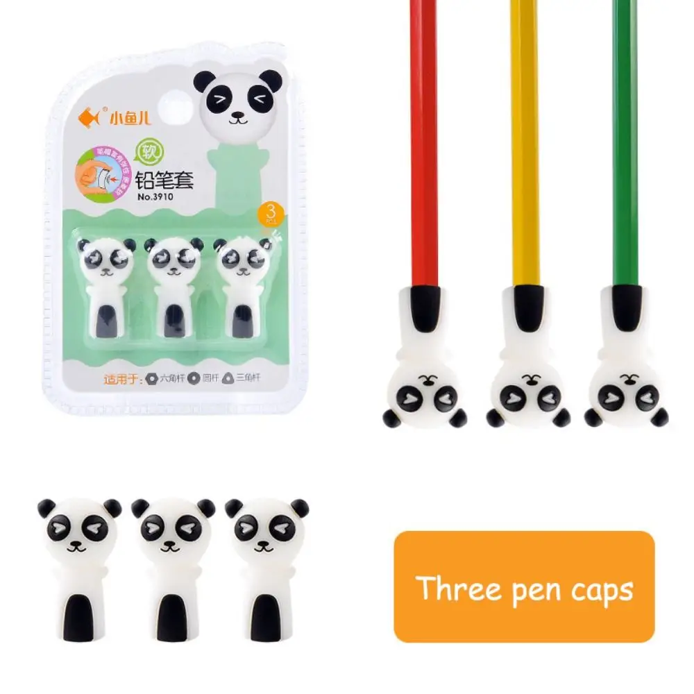 Suporte de lápis de sílica gel Lápis bonito dos desenhos animados capa protetora Panda macio extensor de lápis, suprimentos para estudante, novo