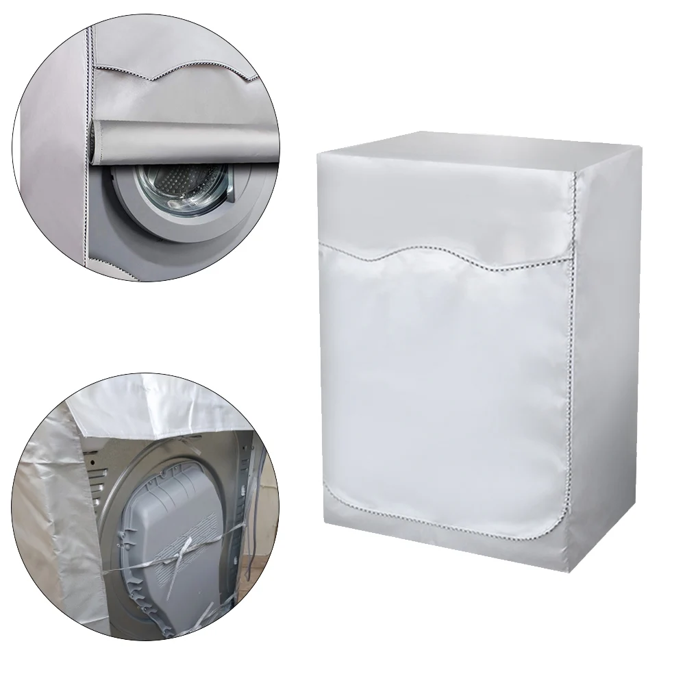 

Front Load Laundry Dryer Covers Washing Machine Cover Waterproof Case Sunscreen Dustproof Washing Machine Cover Silver Coating