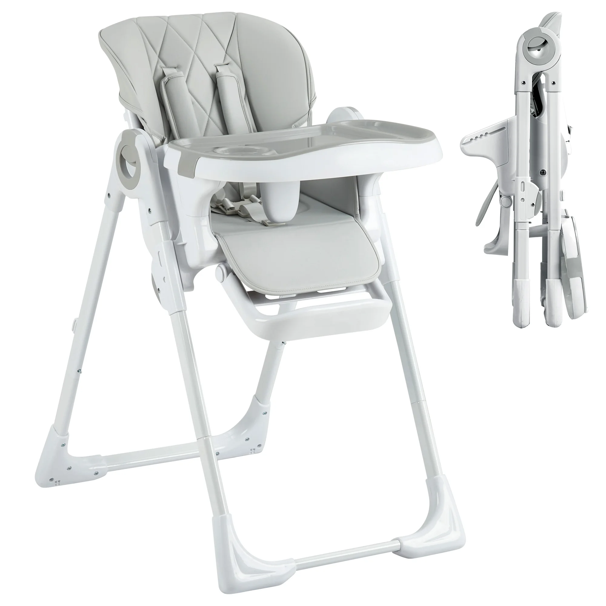 High Chairs Baby Foldable Adjustable High Chair Multifunctional Baby Chair with Reclining Function Removable Tray Non-Slip