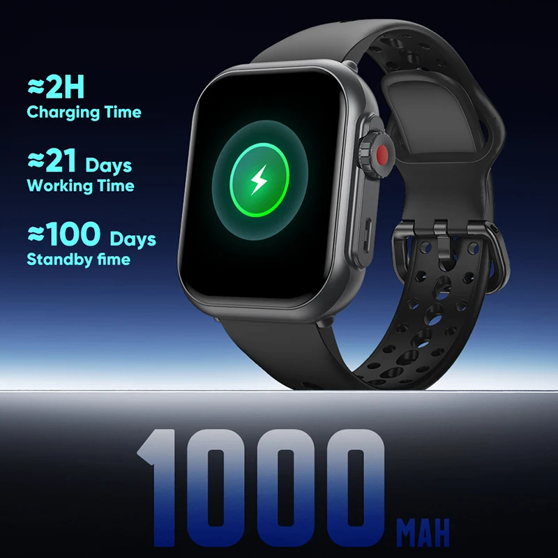 New Watch Ultra K62 Smartwatch Men Women 1000mAh Battery Fitness Tracker Heart Rate IP68 Waterproof 100+Sports Call Smartwatches view 3