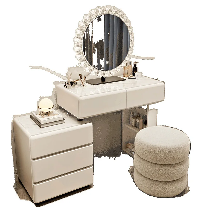 

L Luxury Dressing Table Wooden Vanity Table Bedroom Make Up Organizer Dresser Light Mirror Drawers Tocador De Maquillaje Furnitu