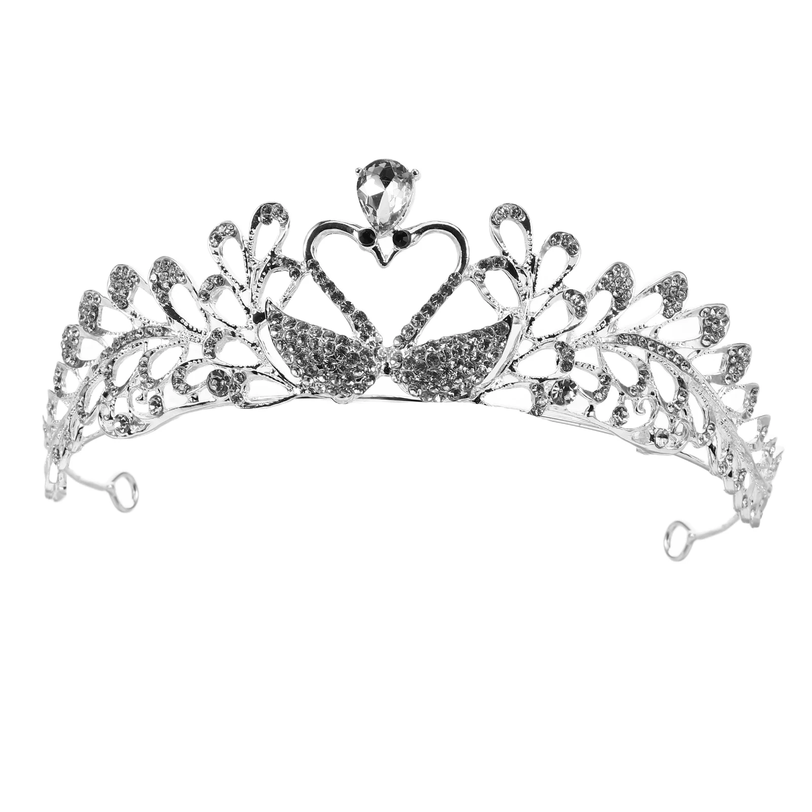 

Elegant Bridal Crown Wedding Tiara Swan Heart Design Lightweight Non Fading Crystal Hair Accessories for Women Popular