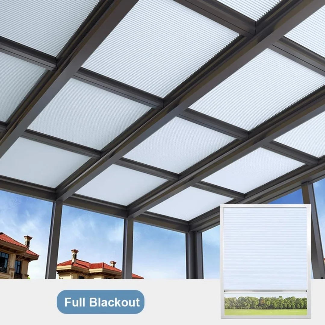 Luxury Modern Design New Style 100% Blackout Remote Motorized Skylight Honeycomb Blinds For Skylight Window