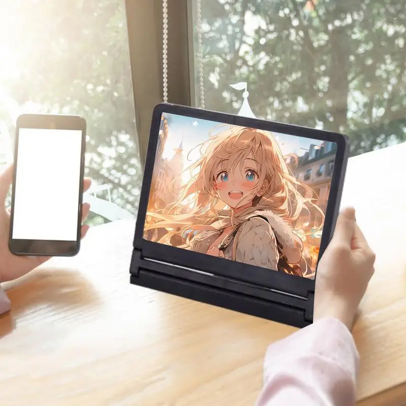 แว่นขยายหน้าจอสำหรับโทรศัพท์มือถือเครื่องขยายเสียงโทรศัพท์มือถือ HD พร้อมขาตั้งพับได้แว่นตาขยายสมาร์ทโฟนวีดีโอภาพยนตร์มือถือ HD