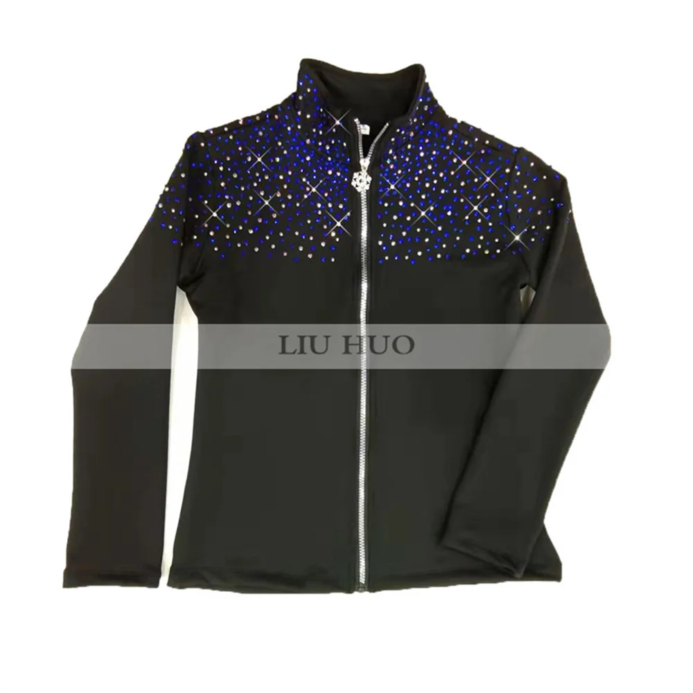 LIUHUO Neue Eis Eiskunstlauf Jacke Hosen Frauen Mädchen Hosen Top Schwarz Jugendliche Kinder Kinder Farbige Blau Strass Ausbildung