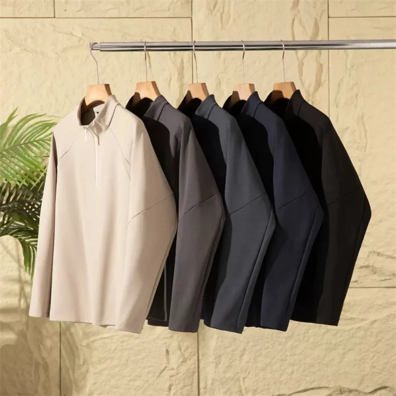 

Outdoor Men's Base irt f Zip 3D Tailoring Breathable Warm Long Sve Fitn American Sle Stand Collar T-irt