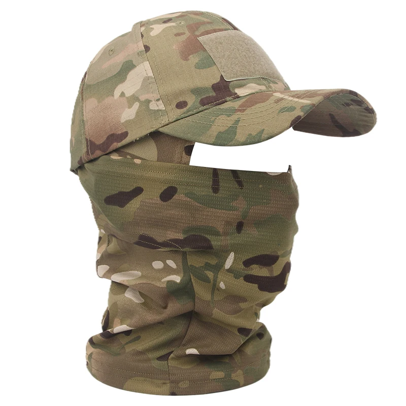 MEGE Tactical Camouflage Mask Hat Baseball Cap Beanies Military Skullies Unisex Hip Hop Knitted Cap Elastic Outdoor Cap