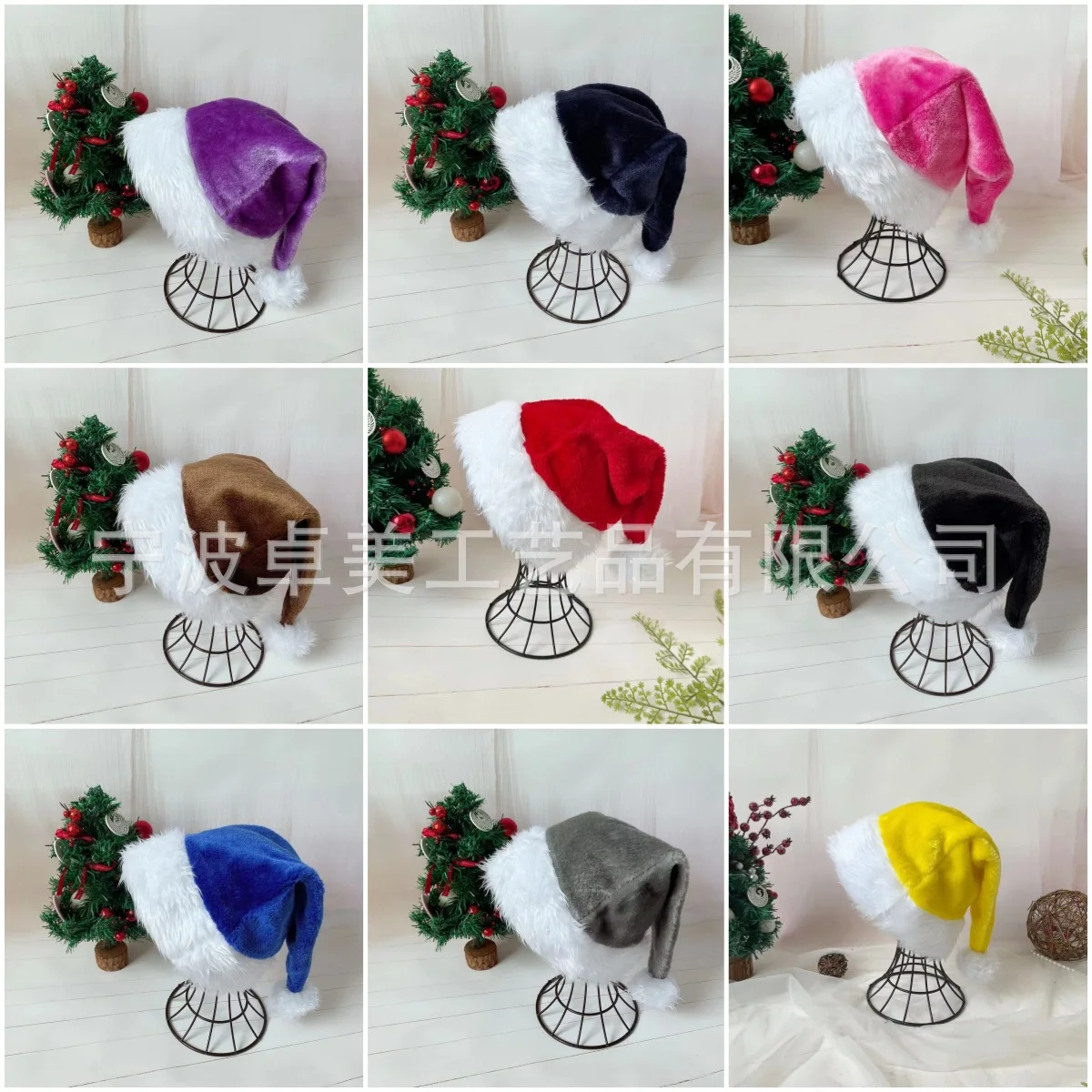 Cappello da Babbo Natale di Natale Cappello lungo rosa in peluche rosso nero per adulti e bambini Forniture per feste festive di Capodanno unisex 2025