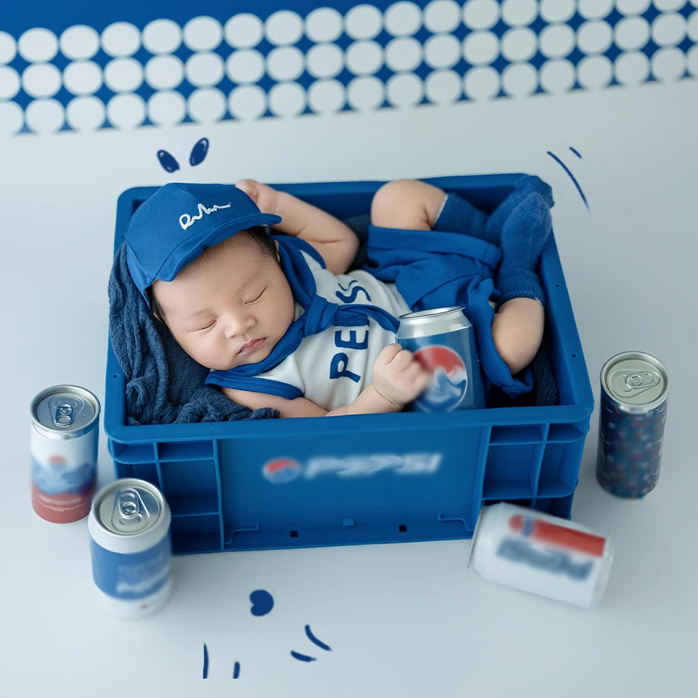 

Unique Creative Soda Inspired Newborn Photography Props Kit Baby Clothing Knitted Hat Cola Can Baby Photo Studio Decor Accessory
