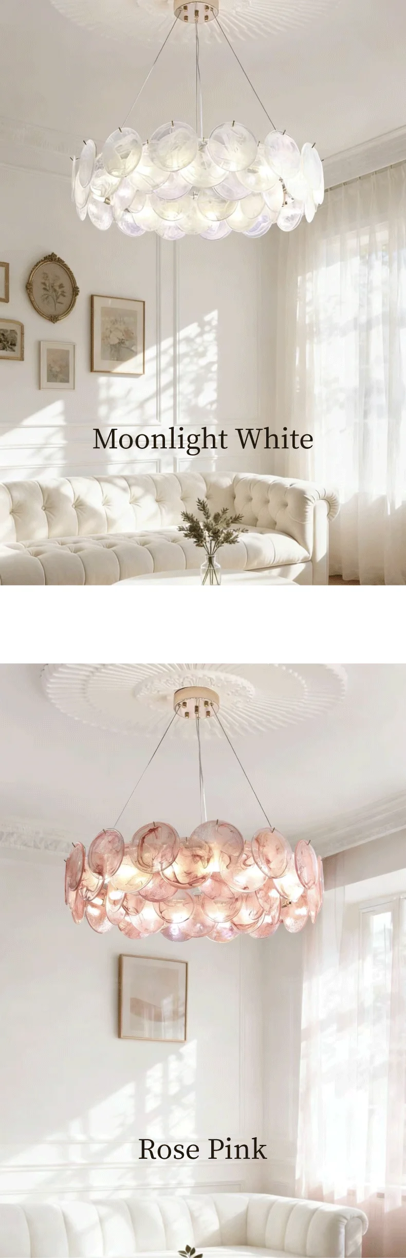 Colorful Glass LED Pendant Lights French Living Room E14