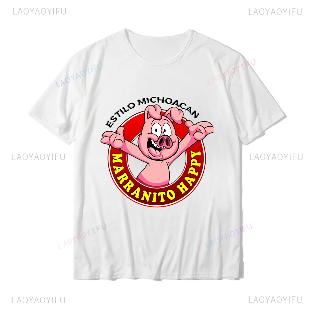 Gourmet Piggy Print T-shirt for Both Men and Women Cotton Everyday Comfortable Crew Neck Short Sleeve Top Kawaii Clothing