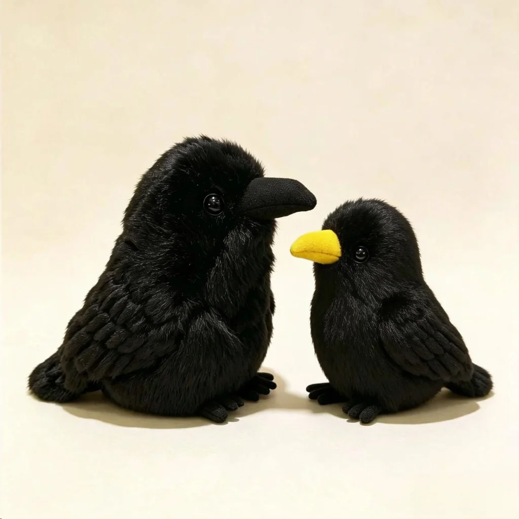 10/20cm Crow Plush Toy Exquisite Feather Patterns Blackbird Plush Doll Realistic Gothic Style Home Decor Child And Adult Gifts