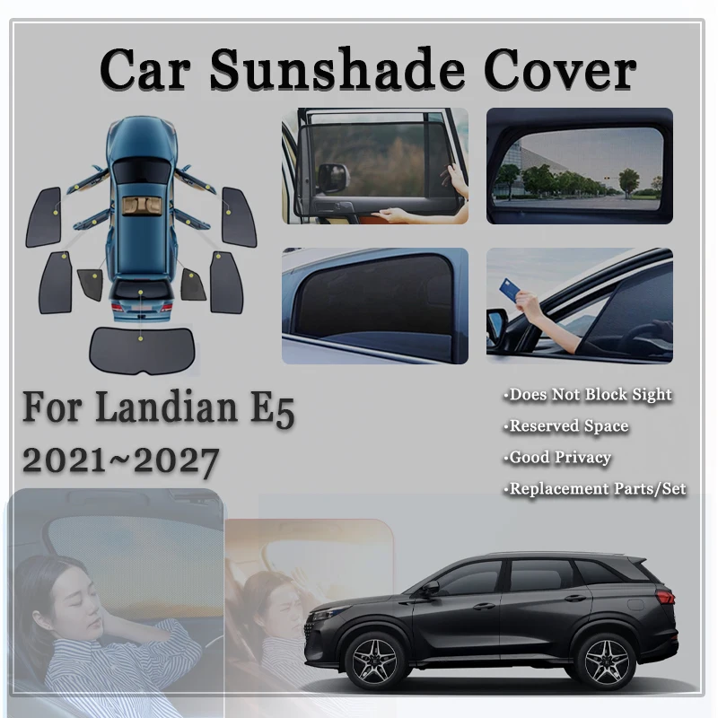 

Car Sunshade Pad For Landian E5 NEV New Fengon 580 DFSK E5 SUV 600 2021~2027 Anti-UV Magnetic Sun Visor Window Cover Accessories