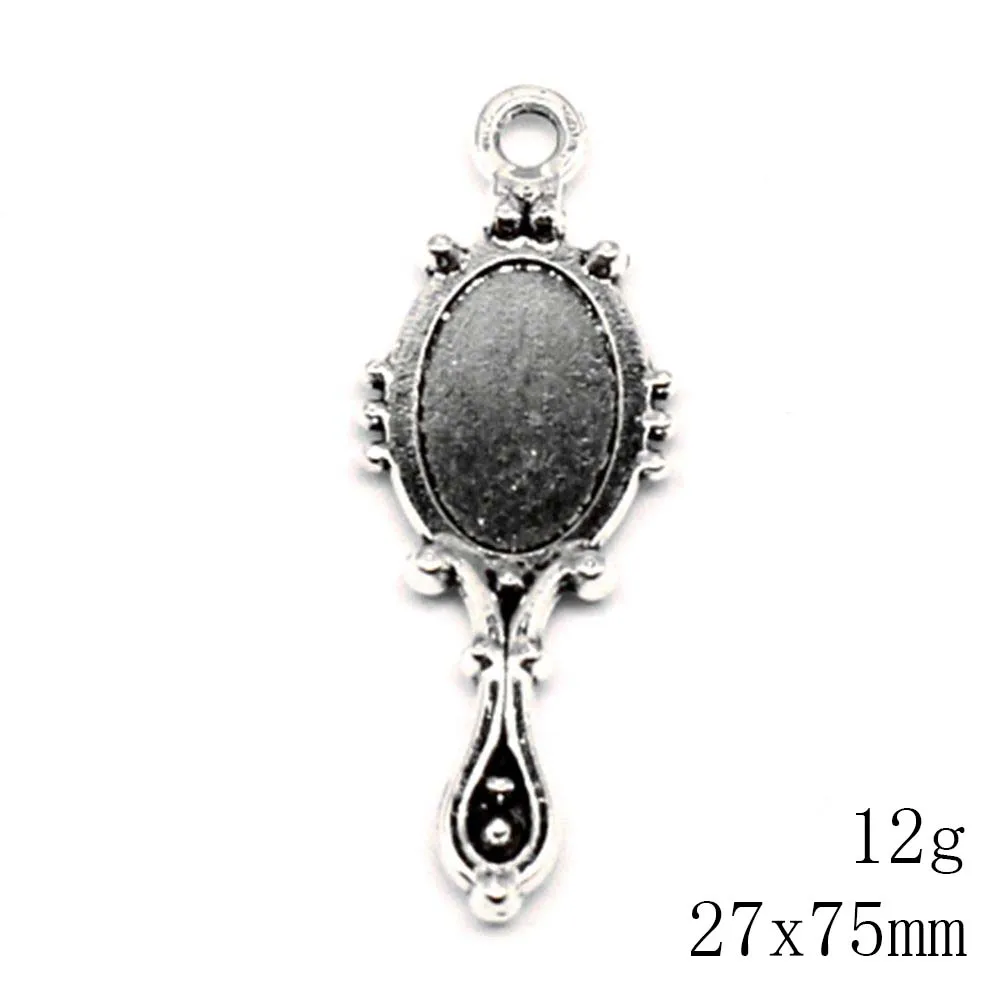 1pcs 27x75mm Mirror Charms Pendants For Jewelry Component Jewelry Diy Antique Silver Color