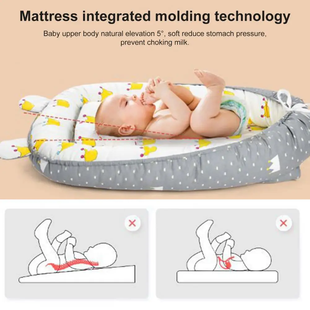 Infant Floor Seat 5 Degree Gentle Slope Baby Nest Cotton Co-Sleeping  Useful Newborn Cradle Travel Bassinet Mattress