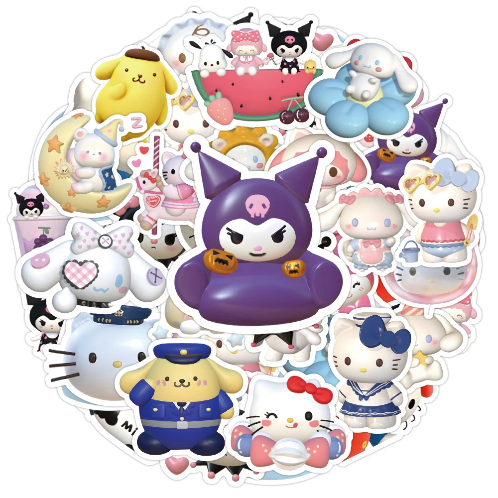 10/30/50/120 Stück Mix 3D Sanrio Anime Aufkleber My Melody Kuromi Cinnamoroll Notizbuch Gepäck Gitarre Laptop DIY Niedliche Cartoon-Sticker – Detail 3