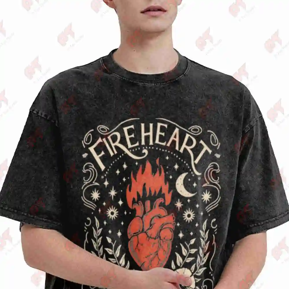 Throne Of Glass Fireheart Terrasen ACOTAR Vintage Washed Tee Pure Cotton T-Shirt