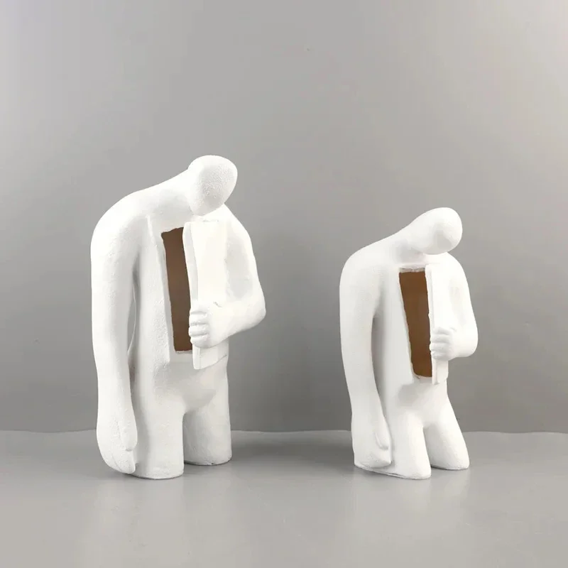 Creative Open Heart Figures Statue Desk Decoration Ornaments Modern Crafts Marble Character Sculpture Room Aesthetics Decor