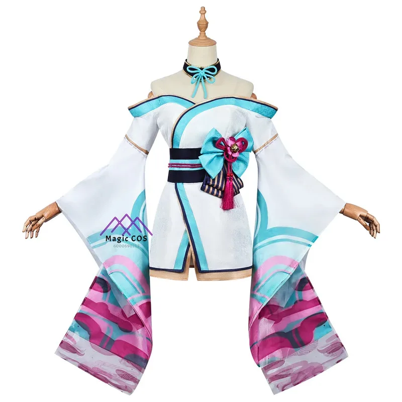 Ahri Nuovo Arrivo Costume Cosplay Spirit Blossom League of Legends Gioco Anime Outfit con Parrucca per Donne Ragazze Halloween Cosplay