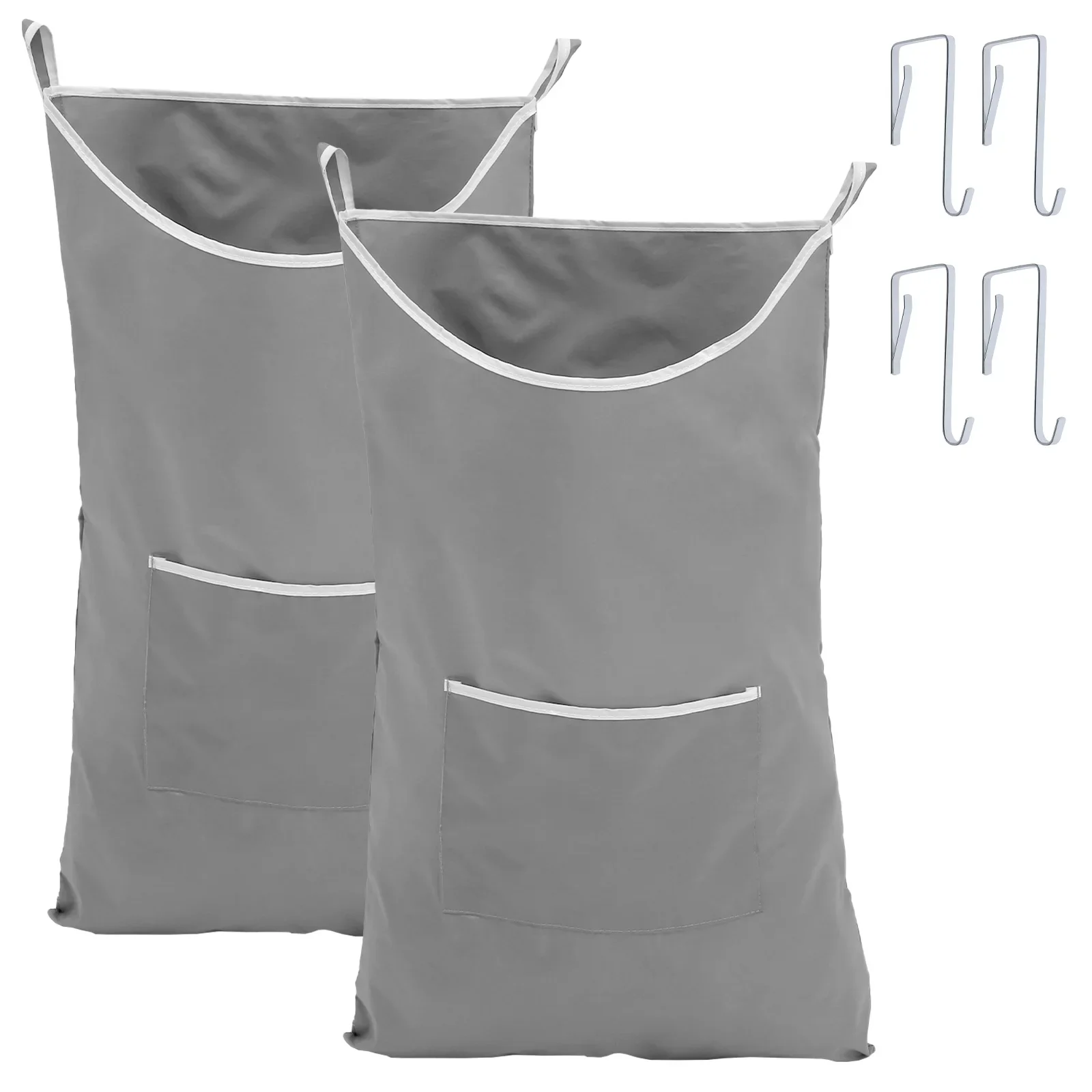 

2Pcs Door Hanging Laundry Hamper Bag Collapsible Over Door Laundry Bag with Metal Hooks and Adhesive Hooks Large Dirty Clothes