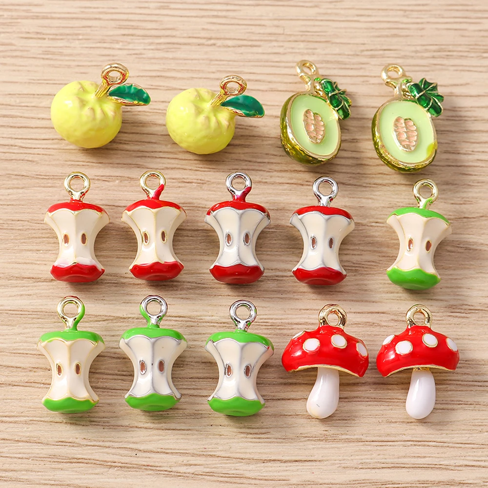 Tusember 5 piezas de encantadores colgantes de hongos, pomelo, melón y manzana, abalorios colgantes para la fabricación de joyas y pulseras DIY de la marca Sterling