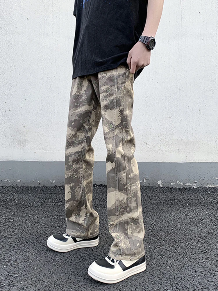 

Камуфляжные брюки American Vibe, мужские модные брендовые осенние брюки с высокой талией, расклешенные, облегающие, повседневные, длинные, дышащие, молодежные