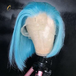 Charisma Short Wigs For Women Synthetic Lace Front Wig Bob Cut Lace Frontal Wig Heat Resistant Fiber Blue Ginger Front Wig