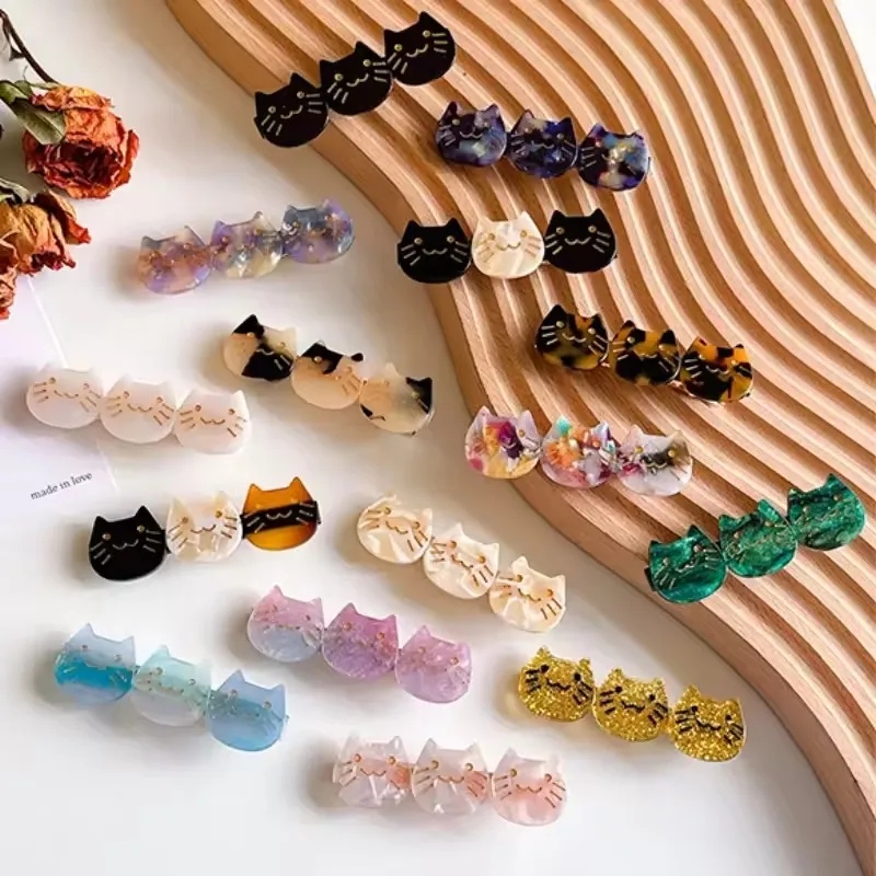

Cute Cats Barrettes Retro Acetate Hair Clips Headdress for Women New Leopard Print Hairpins Girls Fashion Hair Accessories Gift