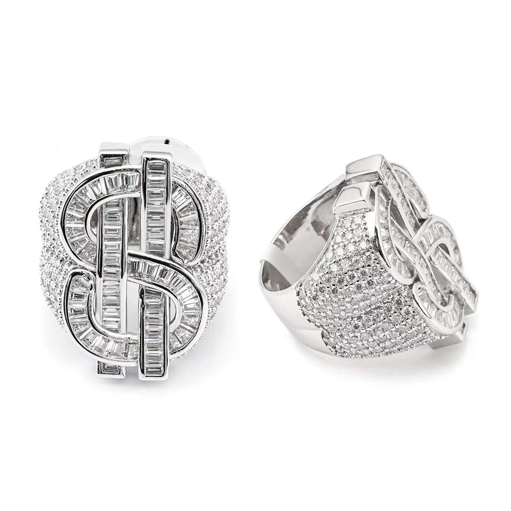 Imagem -06 - Moissanite Dólares Anéis para Mulheres S925 Prata Anel de Casamento Dedo Jóias Passe Diamantes Tester Iced Out