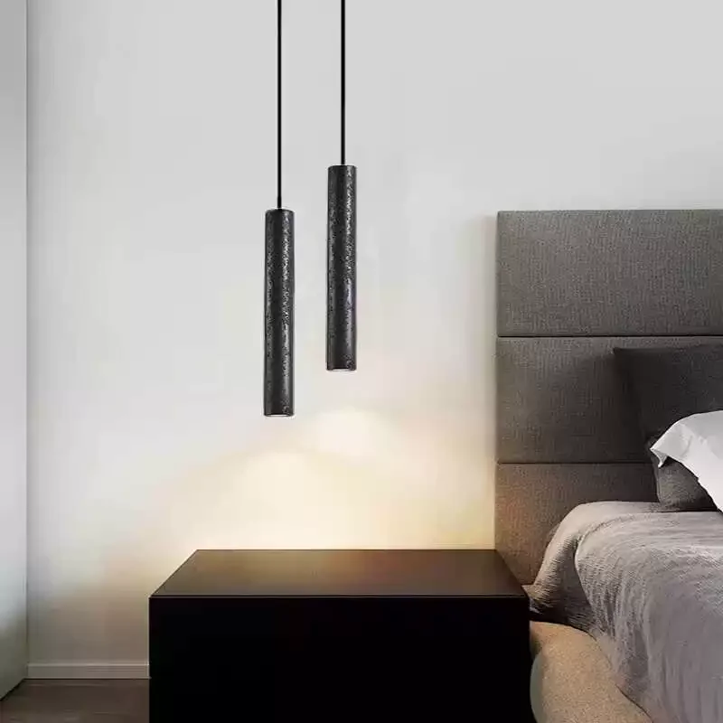 Lampu gantung Travertine kuning lampu gantung gaya Jepang waby-sabi lampu silinder retro dekorasi m2 kamar tidur lampu samping tempat tidur